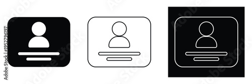 User profile icons set in black and white with rounded corners and lines