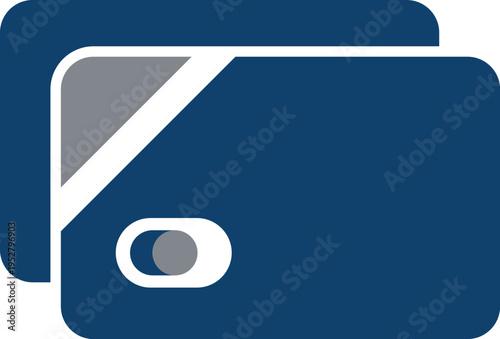 Two blue credit cards layered featuring a chip and magnetic stripe detail isolated on a white background