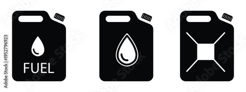 Fuel jerry can icon set. Gasoline container. Fuel jerry can. Vector illustration