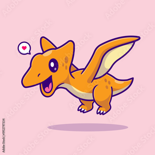 Cute Pterodactyl Baby Dinosaur Flying Cartoon 