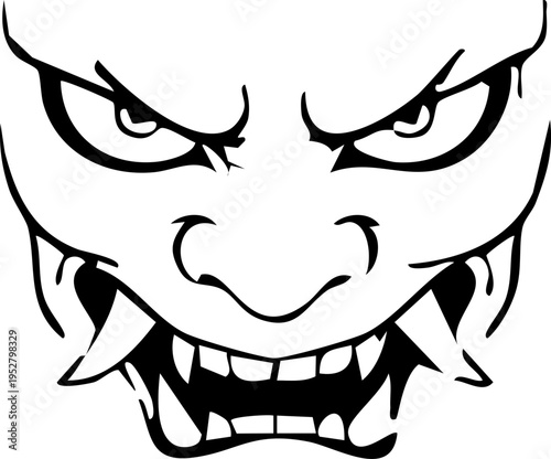 Angry Monster Devil Face With Teeth
