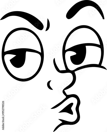 Cartoon Face Kissing Lips Vector Illustration