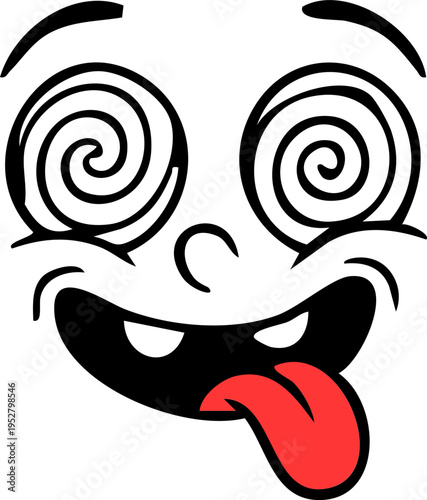 Dizzy Spiral Eyes Tongue Out Face