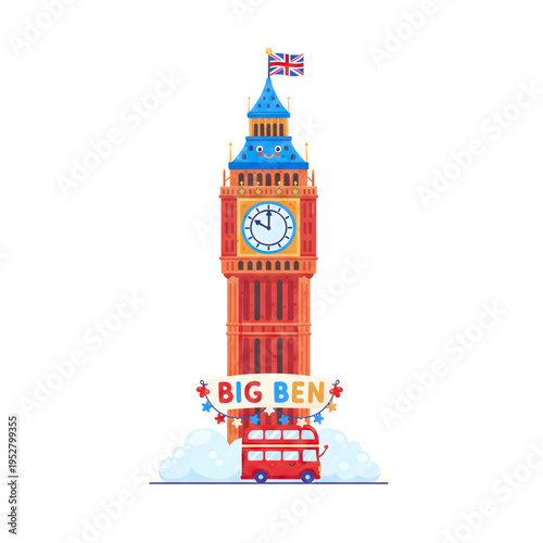 The iconic Big Ben clock tower stands as a famous British landmark at the Palace of Westminster, showcasing historic architecture against the London sky in the heart of the UK