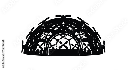 Wind turbines arranged in a dome pattern represent a sustainable energy concept and renewable power generation infrastructure.