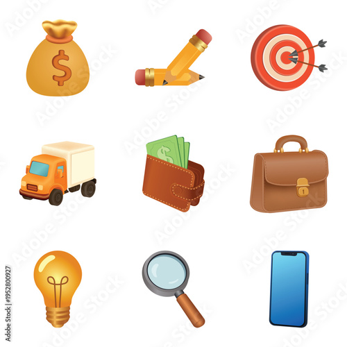 Professional Business Marketing and Finance Vector Icon Collection
