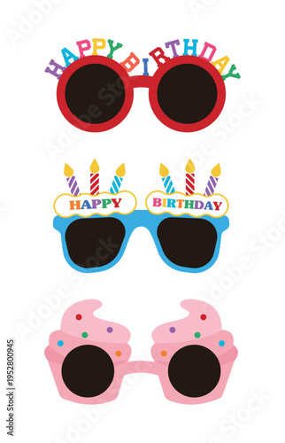 Set of cute birthday party glasses with 