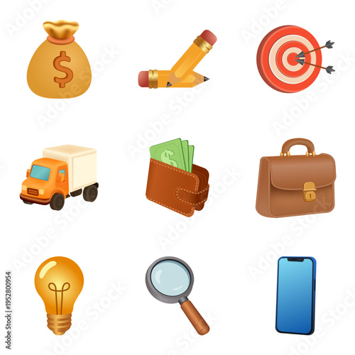 Professional Business Marketing and Finance Vector Icon Collection