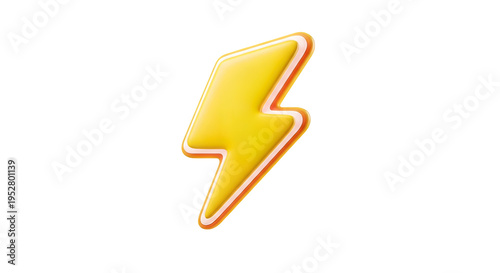 Yellow Lightning Bolt Icon Symbol.