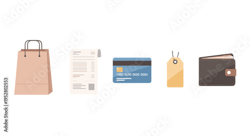 Shopping and payment related icons are essential elements for modern commerce, illustrating various aspects of purchasing, transactions, and consumer finance.