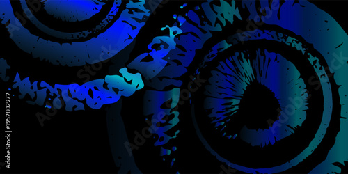 Abstract circular grunge design, concentric rings with rough brush textures, minimalistic yet bold