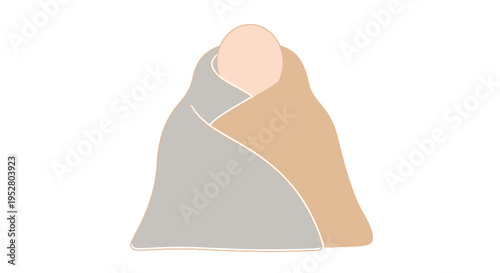 Cozy Baby Wrapped in Soft Blanket, Newborn Comfort and Security Illustration