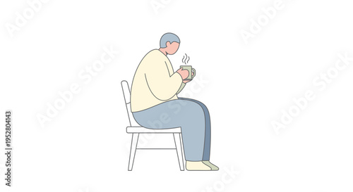 Person Sitting on Chair Holding Hot Coffee Mug, Relaxing Moment