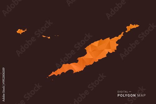 Anguilla Map - low poly polygon vector, geometric triangulated silhouette in orange and dark brown tones, clean modern infographic style, isolated background.