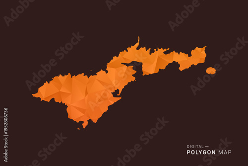 American Samoa Map - low poly polygon vector, geometric triangulated silhouette in orange and dark brown tones, clean modern infographic style, isolated background.