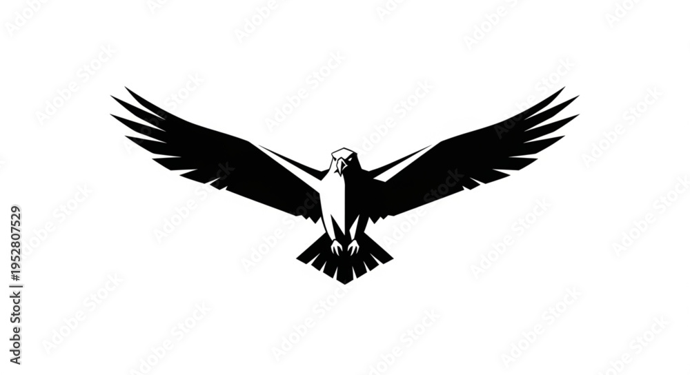 Obraz premium Black silhouette of an eagle flying.