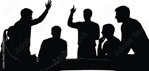 Business Meeting Discussion Silhouette Vector Illustration