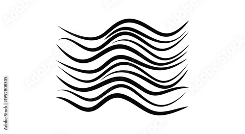 Set of 8 wavy lines vector graphics