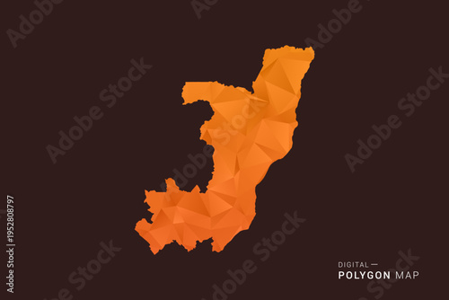 Congo Map - low poly polygon vector, geometric triangulated silhouette in orange and dark brown tones, clean modern infographic style, isolated background.