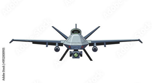 Detailed Illustration of a Military Drone with Advanced Technology.