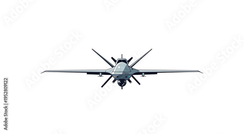 Front View of a Military Drone Against a White Background.