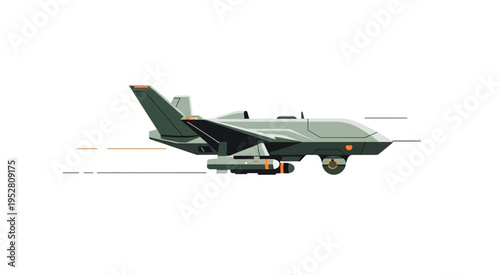 Futuristic Military Drone with Advanced Technology and Weaponry.