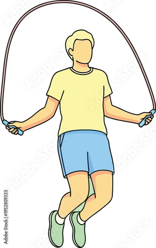 Energetic young person performing aerobic exercise while skipping rope during a healthy fitness routine