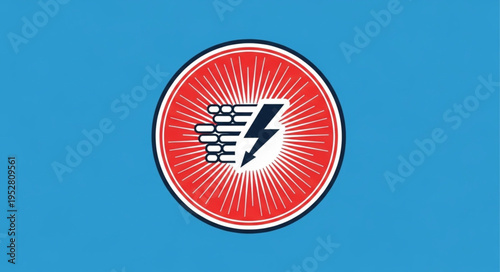 Electrical energy symbol in red circle with lightning bolt.