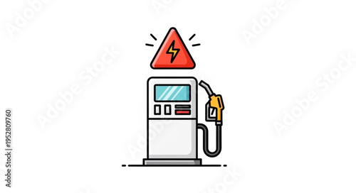 Gas Pump with Warning Sign - An Illustration of Energy Crisis.