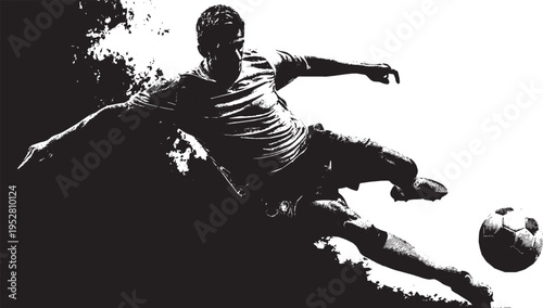 An illustration of a soccer player's silhouette performing a bicycle kick.