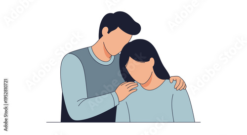 Couple showing empathy and support, comforting touch, understanding relationship, care