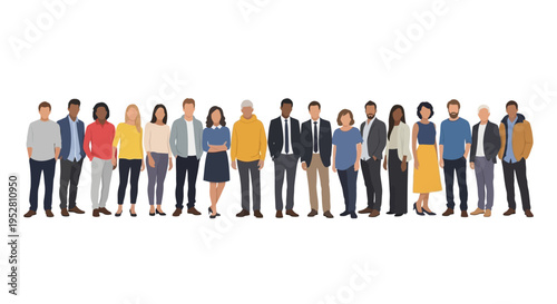 Diverse Group Of People Standing Together Isolated On White Background