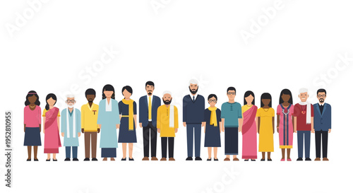 Diverse Group of People Standing Together, Unity and Diversity Concept