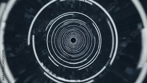 Abstract concentric circles in black and white.