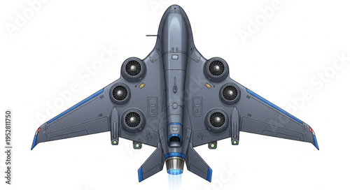 Futuristic aircraft design showcasing advanced technology and engineering marvel.