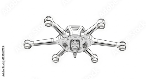Detailed illustration of a futuristic drone with multiple rotors and advanced design.