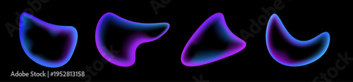 Schilderij op canvas Neon liquid sphere with blurred colorful gradients forms a smooth abstract composition