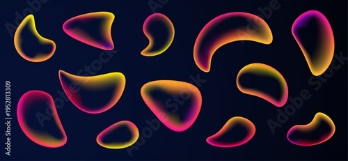 Iridescent liquid form with gradient colors creates a glowing spherical object in space. The surface reflects light smoothly. The composition feels abstract and futuristic.