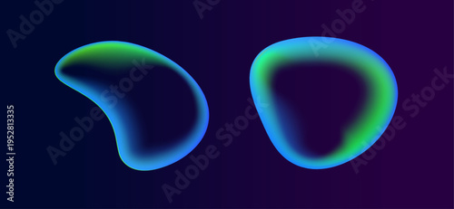 Futuristic fluid bubble with neon glow floats gently in darkness, creating a soft visual contrast. Smooth edges blur outward. The form feels immersive and digital.