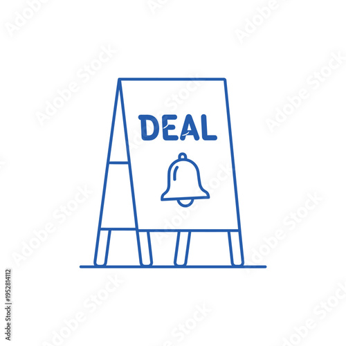 A-frame sign advertising a deal with a bell icon.