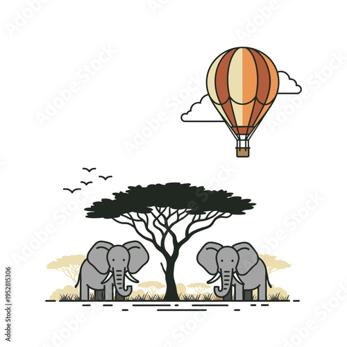 African Elephants and Hot Air Balloon Safari Adventure.