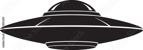 Classic depiction of a flying saucer or unidentified flying object in silhouette