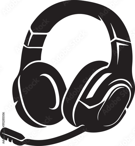 Modern over-ear headset with microphone for gaming or communication use