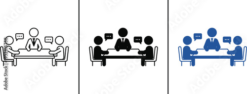 Business Meeting Icon – Team Discussion, Conference & Collaboration Vector