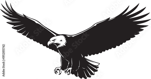 Majestic bald eagle soaring gracefully with outstretched wings in flight