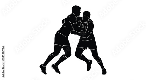 A dynamic silhouette depicts two male wrestlers locked in a close grapple showcasing strength and athletic competition high quality