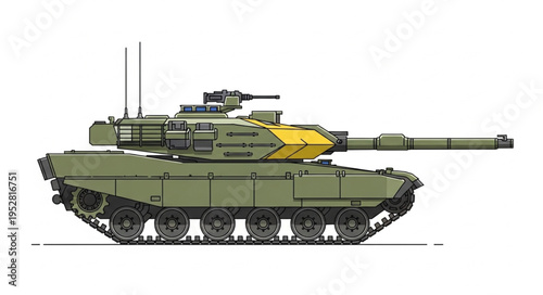 Detailed Illustration of a Modern Main Battle Tank.