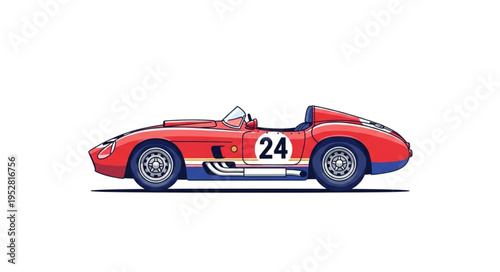 Red Maserati 250S vintage race car with number 24.