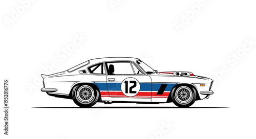 Vintage Racing Car with Number 12, Classic Automotive Design.