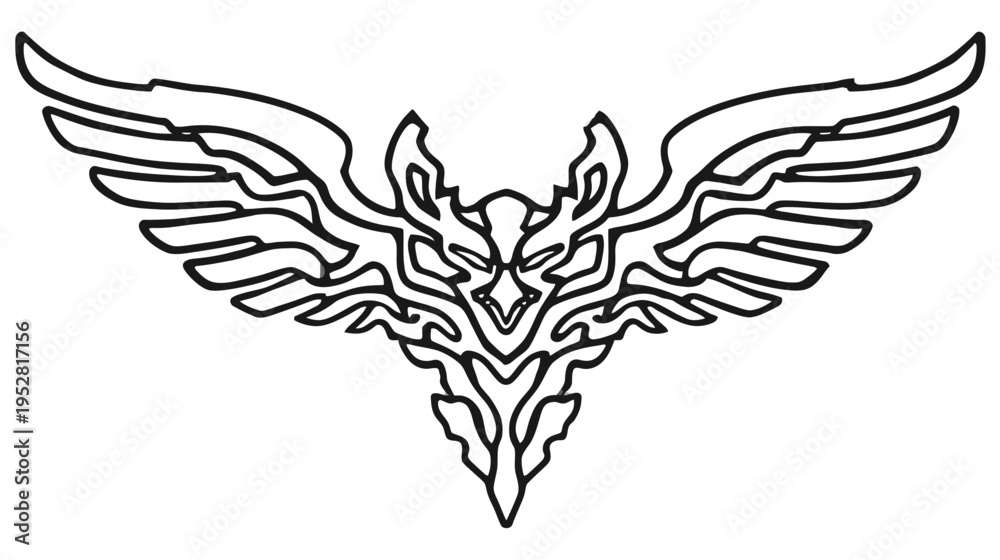 Obraz premium Abstract winged design graphic emblem symbol decorative element isolated